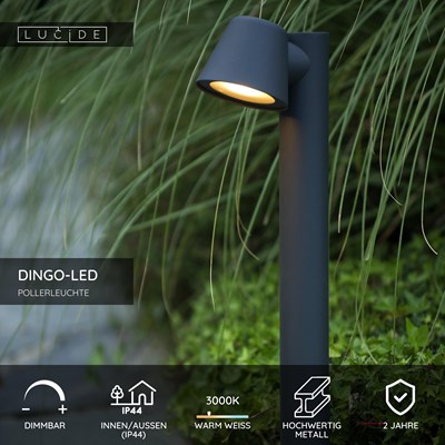 Lucide DINGO-LED - Pollerleuchte - LED Dim. - GU10 - 1x5W 3000K - IP44 - Anthrazit